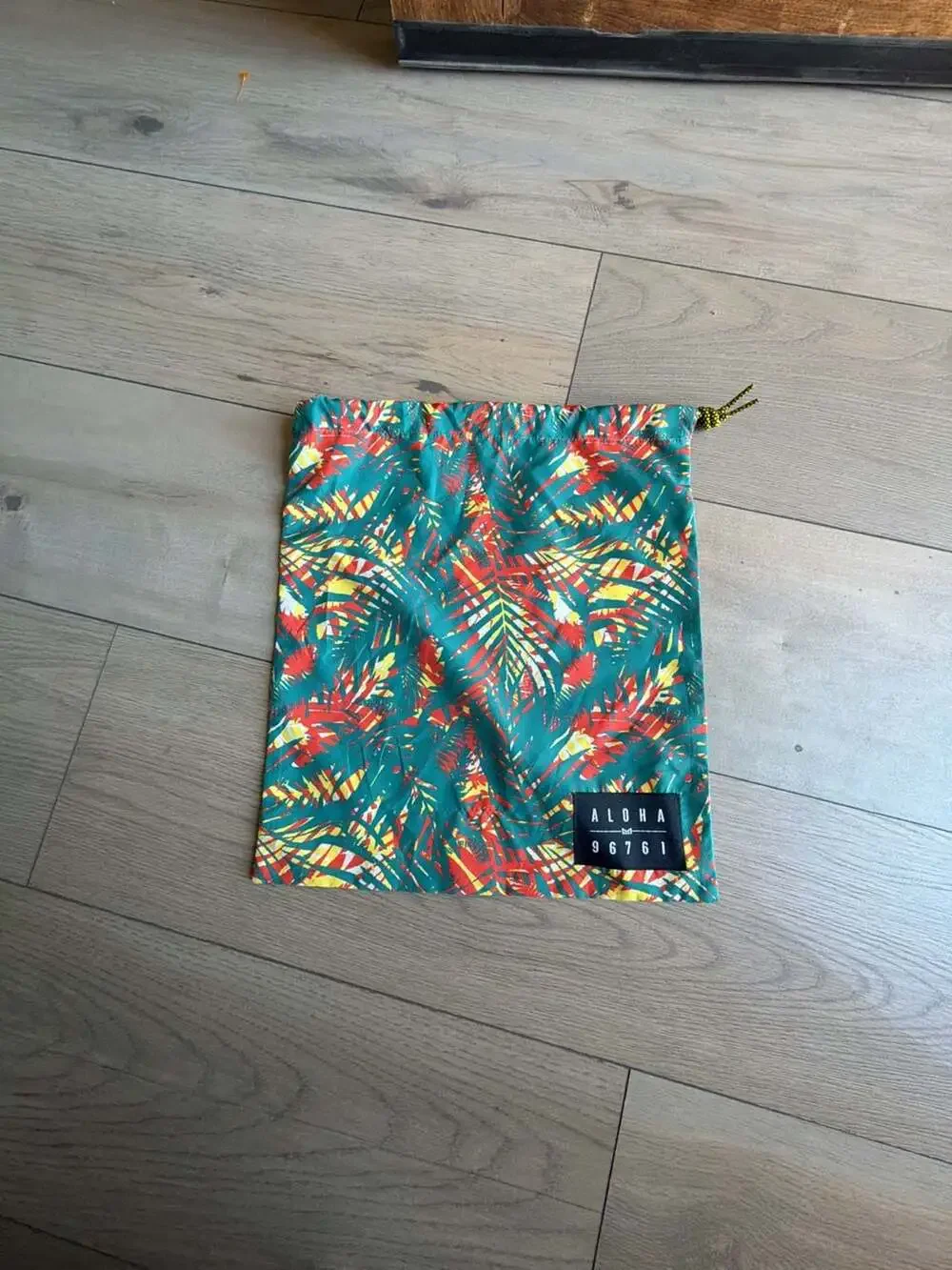 Aloha 96761 Tropical Leaf‎ Print Drawstring Pouch Bag